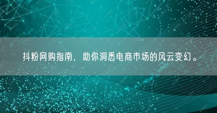抖粉网购指南，助你洞悉电商市场的风云变幻。