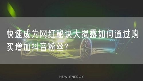 快速成为网红秘诀大揭露如何通过购买增加抖音粉丝?