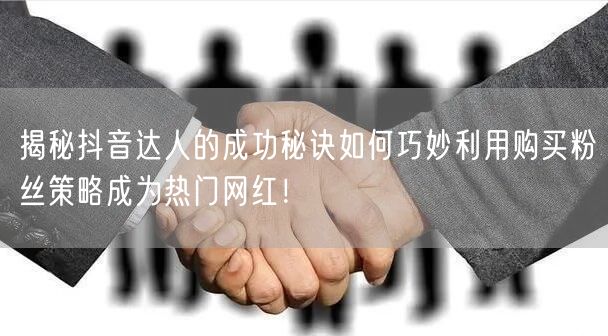 揭秘抖音达人的成功秘诀如何巧妙利用购买粉丝策略成为热门网红！