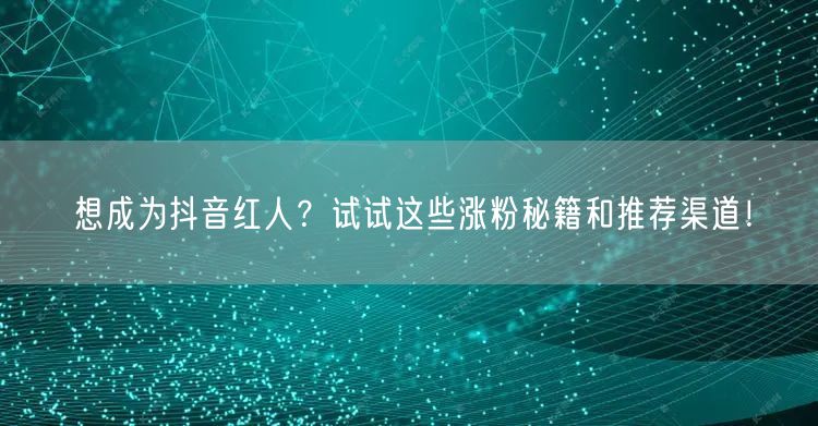 想成为抖音红人？试试这些涨粉秘籍和推荐渠道！