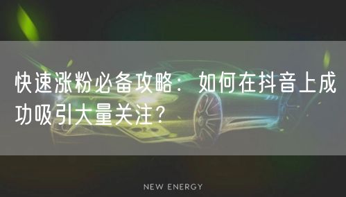 快速涨粉必备攻略：如何在抖音上成功吸引大量关注？